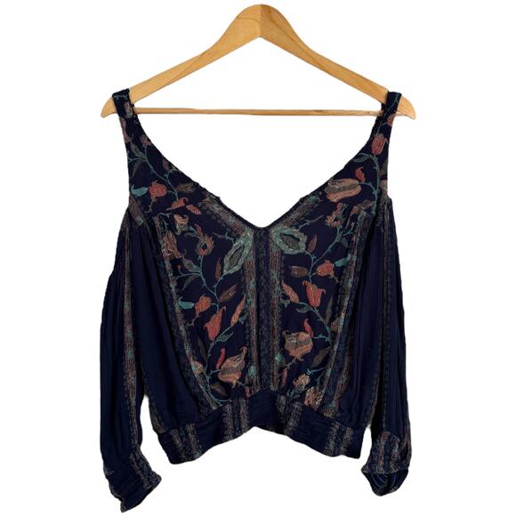 Ecote boho floral blouse – cold shoulder off-shoulder top - Picture 1 of 8